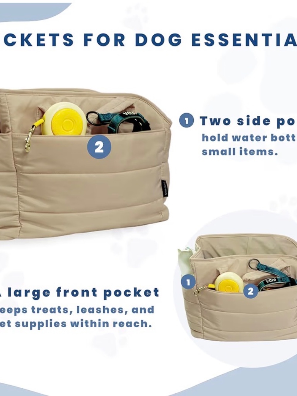 Small Dog Carrier Purse Puffy Pet Tote w/ Safety Clip & Firm Base NEW - Picture 4 of 6